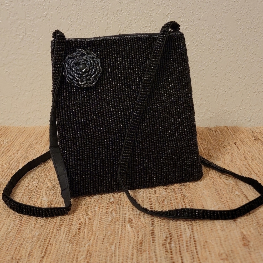 Vintage Black Beaded Evening Purse